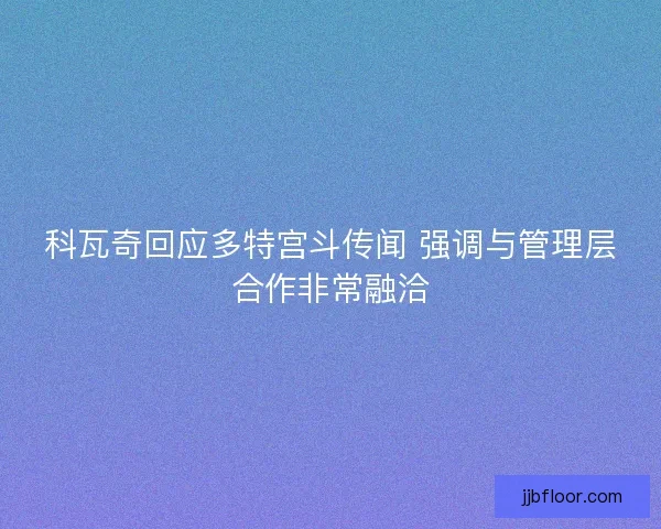 科瓦奇回应多特宫斗传闻 强调与管理层合作非常融洽